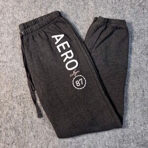 Y2K Aeropostale Women's Medium Gray Sweatpants AERO 87 Logo Lounge Pants Vintage